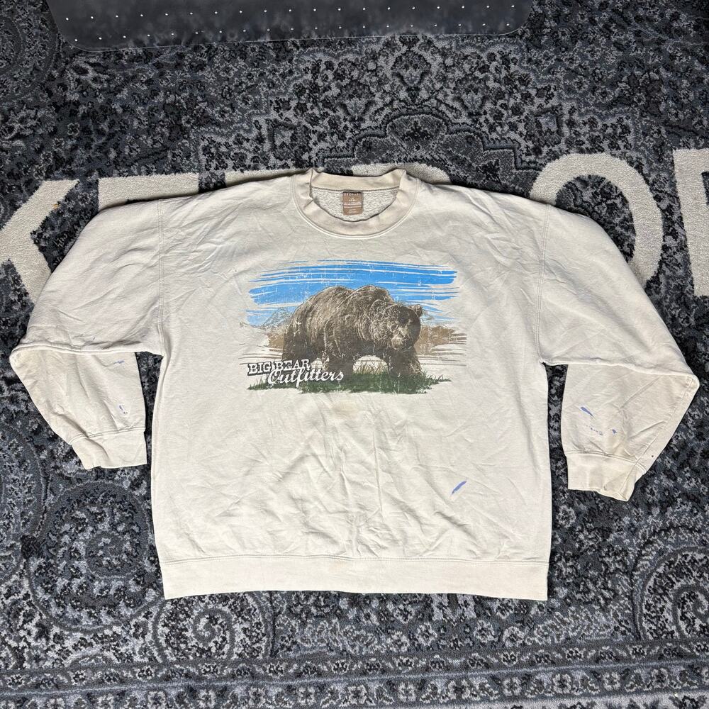 George Big Bear Outfitters‎ Cream Pullover Crewneck Sweater Men’s Sz L Preowned